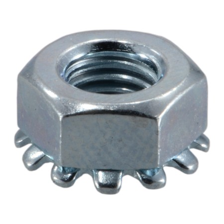 MIDWEST FASTENER External Tooth Lock Washer Lock Nut, 1/4"-28, Steel, Grade 2, Zinc Plated, 15 PK 39722